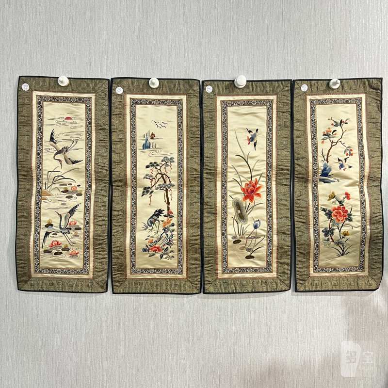 70年代 花鸟绣片一组四副